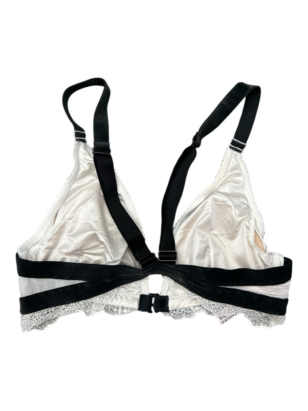 Victoria’s Secret Chantilly Lace Front-Close Bralette White/Black Velvet Trim XS - Picture 3 of 5
